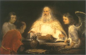 Dios y los ángeles visitan a Abrahám.  Arent de Gelder. Museo Boijmans Van Beuningen, Rotterdam. 